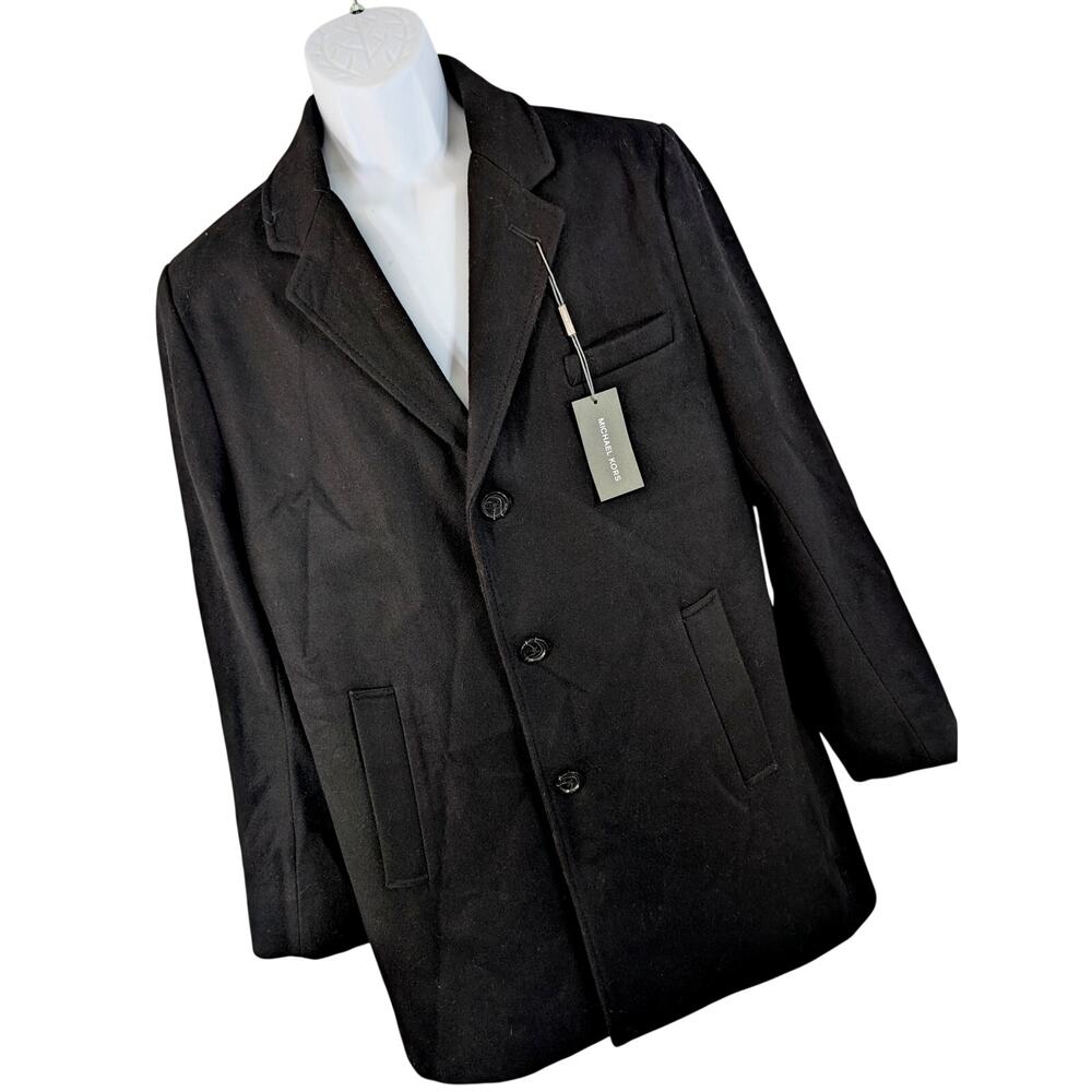 NWT! MICHAEL KORS! FINE WOOL BLEND! LUXE BLACK 3/4 LENGTH TAILORED COAT! SIZE M